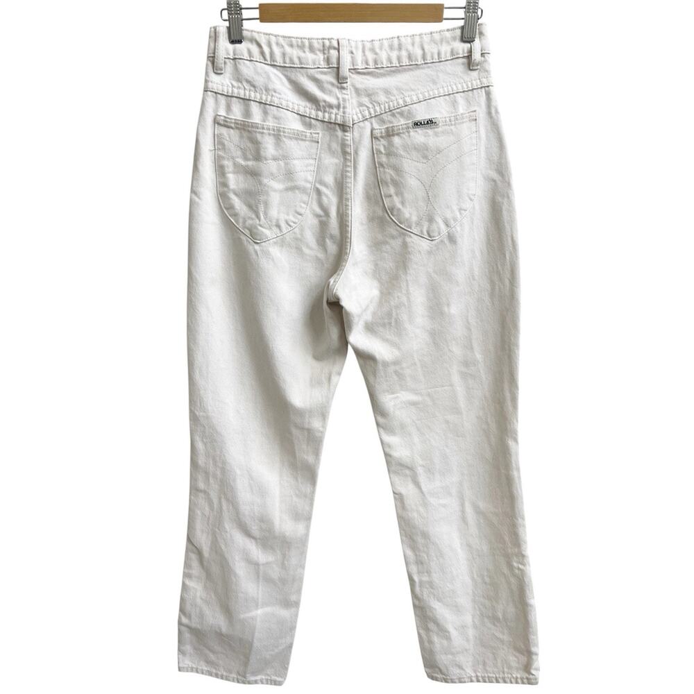 ROLLAS Original High Rise Straight Jeans Salt Color Cream Sz 28 Retro Pockets - Picture 3 of 10